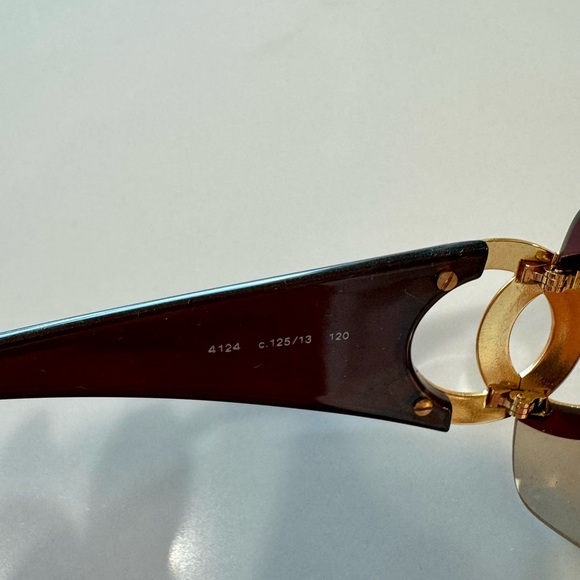 Chanel Vintage Sunglasses Shield 4124 in Brown/Gold Oversized Interlocking CC - Picture 3 of 5